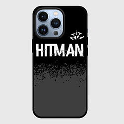 Чехол iPhone 13 Pro Hitman glitch на темном фоне: символ сверху