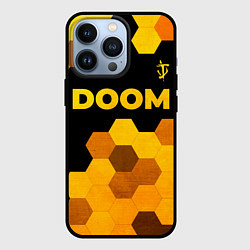 Чехол для iPhone 13 Pro Doom - gold gradient: символ сверху, цвет: 3D-черный