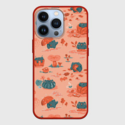 Чехол для iPhone 13 Pro Осенние лягушки, цвет: 3D-красный