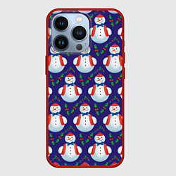 Чехол iPhone 13 Pro Милые снеговики - зимний узор