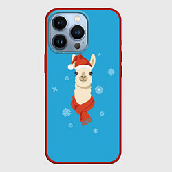 Чехол iPhone 13 Pro Милая лама в красной шляпе и шарфе