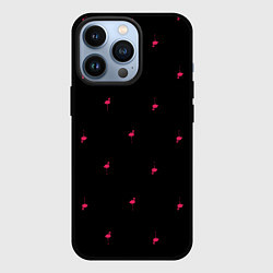 Чехол для iPhone 13 Pro Розовый фламинго патерн, цвет: 3D-черный