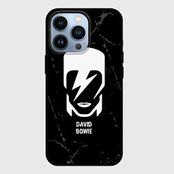 Чехол iPhone 13 Pro David Bowie glitch на темном фоне