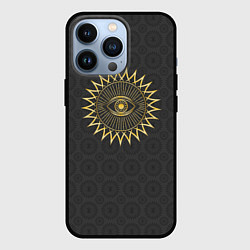 Чехол iPhone 13 Pro Человеческий глаз и абстрактные лучи золотого цвет