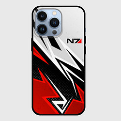 Чехол iPhone 13 Pro N7 mass effect - white and red