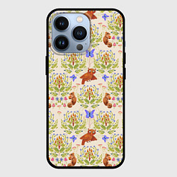 Чехол для iPhone 13 Pro Сказочный лес бурундук и сова в деревьях, цвет: 3D-черный