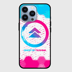 Чехол iPhone 13 Pro Ghost of Tsushima neon gradient style