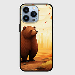 Чехол iPhone 13 Pro Мишка в осеннем лесу фолк-арт