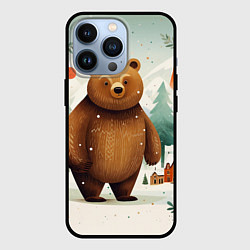 Чехол iPhone 13 Pro Рождественский мишка фолк-арт