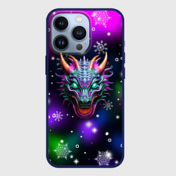 Чехол для iPhone 13 Pro Неновый дракон, цвет: 3D-тёмно-синий