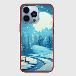 Чехол для iPhone 13 Pro Новогодний пейзаж природа, цвет: 3D-красный