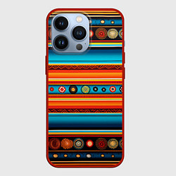 Чехол для iPhone 13 Pro Этнический узор в горизонтальную полоску, цвет: 3D-красный