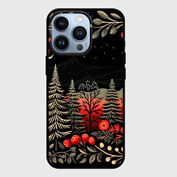 Чехол для iPhone 13 Pro Новогодняя темная ночь, цвет: 3D-черный
