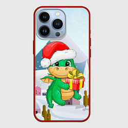 Чехол для iPhone 13 Pro Новогодний дракон новый год, цвет: 3D-красный