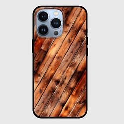 Чехол для iPhone 13 Pro Деревянная обшивка, цвет: 3D-черный