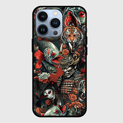 Чехол для iPhone 13 Pro Татуировка ирезуми в японском стиле, цвет: 3D-черный