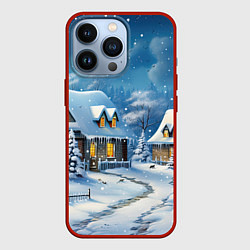 Чехол для iPhone 13 Pro Новогодние каникулы в деревне, цвет: 3D-красный