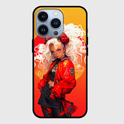 Чехол iPhone 13 Pro Девушка-демон от нейросети - желто-красный градиен