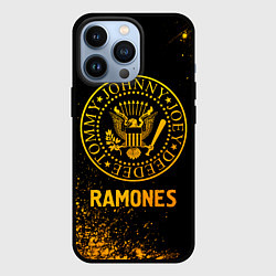 Чехол для iPhone 13 Pro Ramones - gold gradient, цвет: 3D-черный