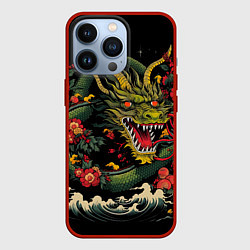 Чехол для iPhone 13 Pro Зеленый дракон, цвет: 3D-красный