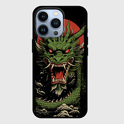 Чехол iPhone 13 Pro Зеленый дракон с открытой пастью