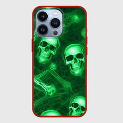 Чехол iPhone 13 Pro Зелёные черепа и кости