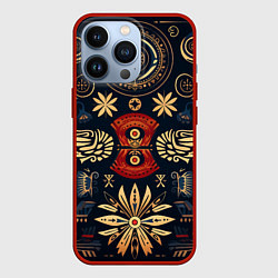Чехол для iPhone 13 Pro Узор в славянском стиле, цвет: 3D-красный