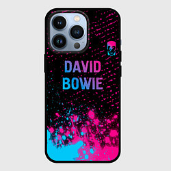 Чехол для iPhone 13 Pro David Bowie - neon gradient посередине, цвет: 3D-черный