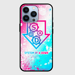 Чехол iPhone 13 Pro System of a Down neon gradient style