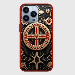 Чехол для iPhone 13 Pro Орнамент в славянской стилистике, цвет: 3D-красный