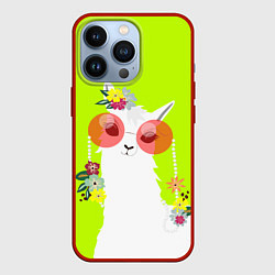 Чехол iPhone 13 Pro Лама - альпака в розовых очках