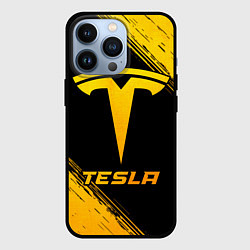 Чехол для iPhone 13 Pro Tesla - gold gradient, цвет: 3D-черный