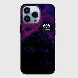 Чехол для iPhone 13 Pro Тойота на фоне сиреневого дыма, цвет: 3D-черный