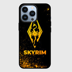 Чехол для iPhone 13 Pro Skyrim - gold gradient, цвет: 3D-черный