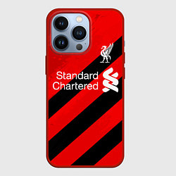 Чехол iPhone 13 Pro Ливерпуль - красные полосы