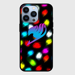 Чехол для iPhone 13 Pro Fairy Tail неоновые лого, цвет: 3D-черный