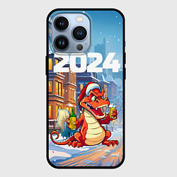 Чехол для iPhone 13 Pro 2024 дракон с шампанским, цвет: 3D-черный