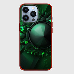 Чехол для iPhone 13 Pro Искусство зеленой абстракции, цвет: 3D-красный