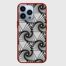 Чехол для iPhone 13 Pro Треугольник и линии, цвет: 3D-красный