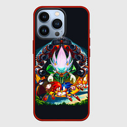 Чехол для iPhone 13 Pro Соник против Наклза, цвет: 3D-красный