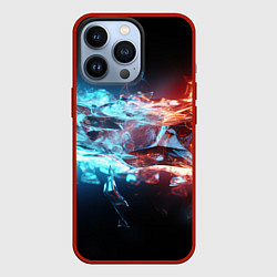 Чехол для iPhone 13 Pro Лед и пламя абстракция, цвет: 3D-красный