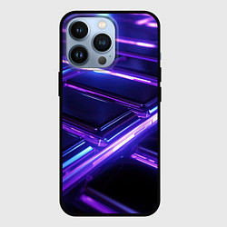 Чехол для iPhone 13 Pro Фиолетовые неоновые плиты, цвет: 3D-черный