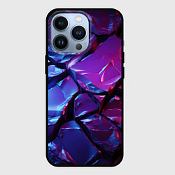 Чехол для iPhone 13 Pro Корка треснувшая с синим градиентом, цвет: 3D-черный