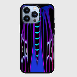 Чехол для iPhone 13 Pro Черно-фиолетовый узор, цвет: 3D-черный
