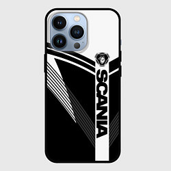 Чехол iPhone 13 Pro Scania логотип на абстрактном фоне