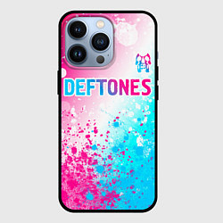 Чехол iPhone 13 Pro Deftones neon gradient style посередине