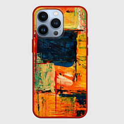 Чехол для iPhone 13 Pro Арт стиль красками, цвет: 3D-красный