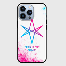 Чехол iPhone 13 Pro Bring Me the Horizon neon gradient style