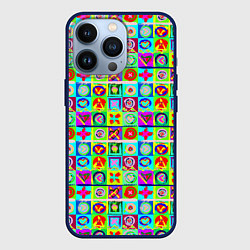 Чехол iPhone 13 Pro Сердца и квадраты абстракция