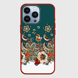 Чехол iPhone 13 Pro Индийский орнамент с птицами